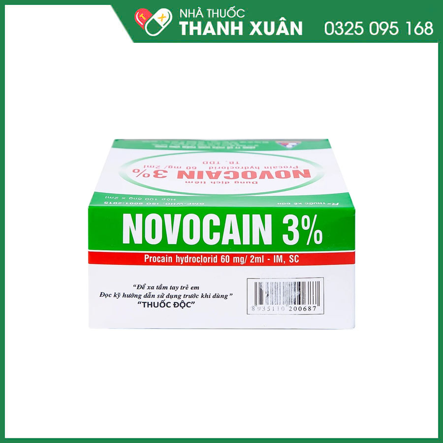 Novocain 3% thuốc gây tê tiêm thấm, gây tê vùng, gây tê tủy sống